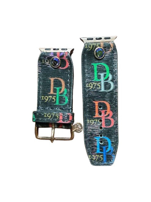 ReSpark*l - Upcycled Dooney & Bourke 1975 Vintage Mulitcolor with Classic Black Watchband (Size 2, Apple Watch 38-41mm)