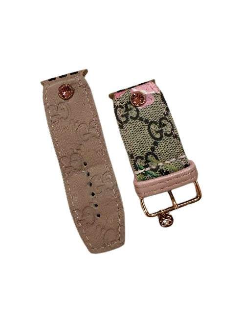 ReSpark*l - Upcycled Dusty Pink Guccissima with Upcycled Pink GG Blooms Jekyll & Hyde sleek sivella Watchband (Size 2, Apple Watch 38-41mm)
