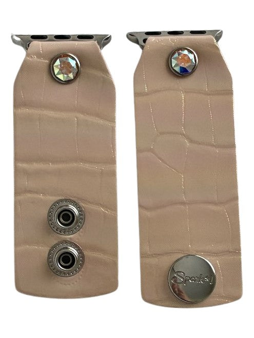 ReSpark*l - Luxe Iridescent Croc with Classic Pink Suede Watchband (XS/S, Apple Watch 38-41mm)