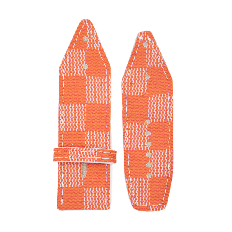 ReSpark*l - Upcycled LV Orange Damier Couleurs with White Sivella Watchband (Size 1, All Watch Types)