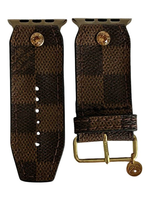 ReSpark*l - Upcycled LV Damier Ebene with Logo (Size 1, Apple Watch 42-49 mm)