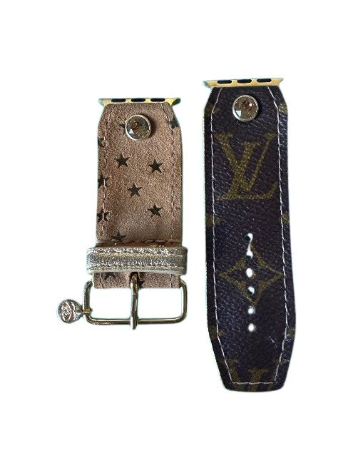 ReSpark*l - Upcycled LV Monogram with Logo with Coco Estella Jeckyll & Hyde Watchband (Size 2, Apple Watch 42-49mm)