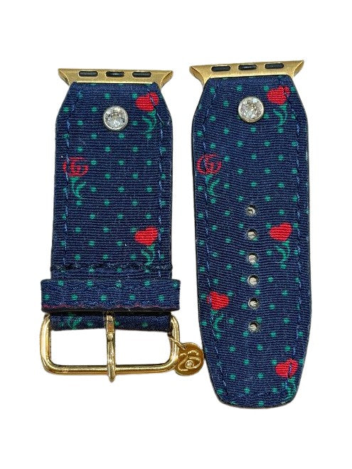 ReSpark*l - Upcycled Navy Gucci Rose with Lagoon Green Sivella (Size 1, Apple Watch 38-41mm)