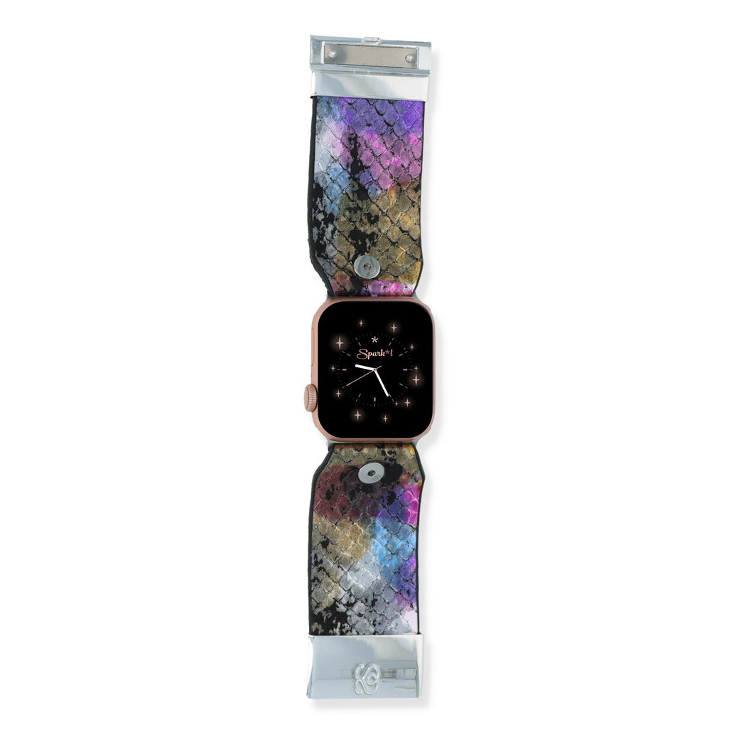 Genuine Metallic Rainbow Python Watchlet in Lavender — front view