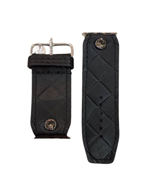 ReSpark*l - Luxe Black Quilted with black sleek sivella watchband (Size 2, Apple watch 38-41mm)