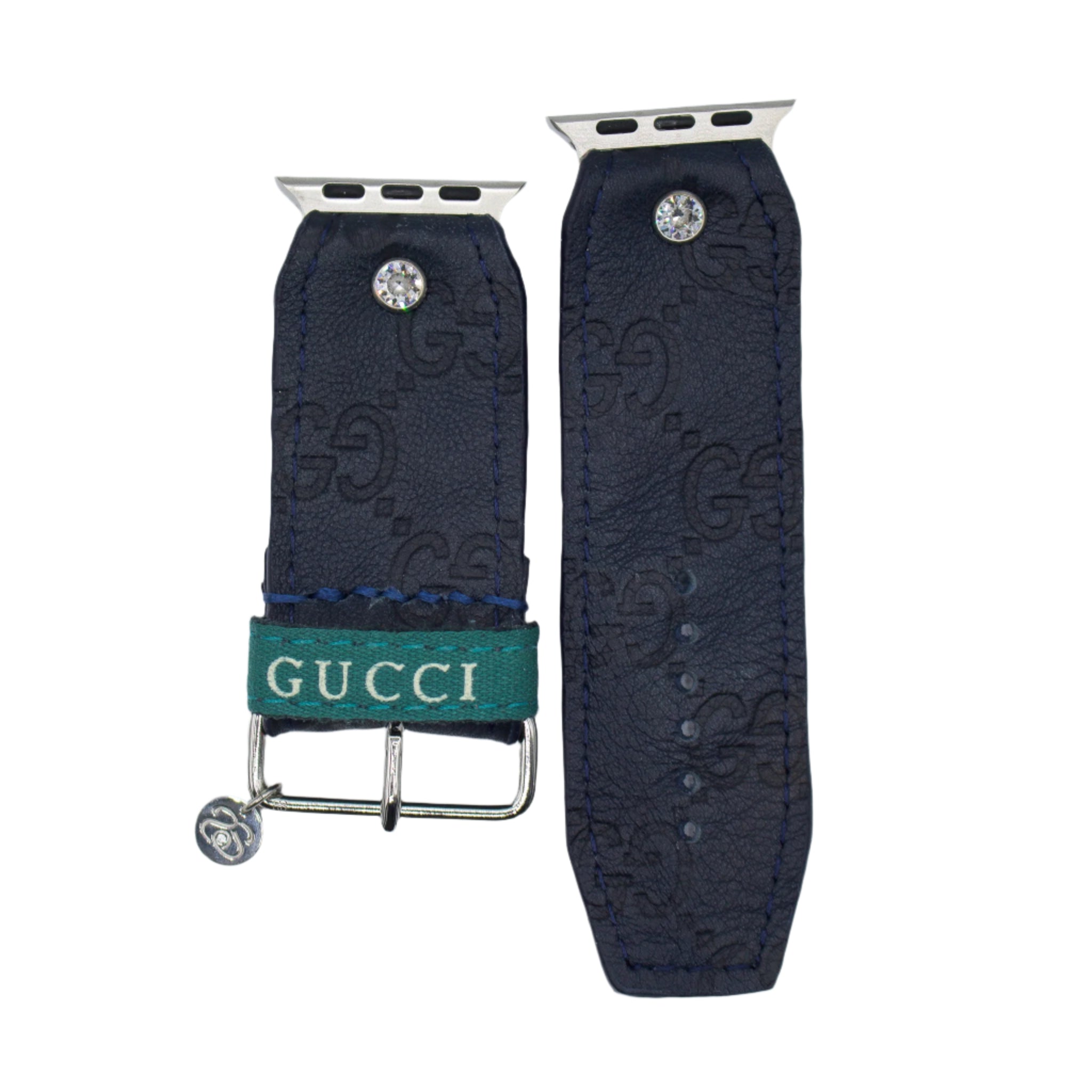 ReSpark*l - Upcycled Midnight GG with Navy Sivella Watchband (Size 2, Apple Watch 42-49 mm)