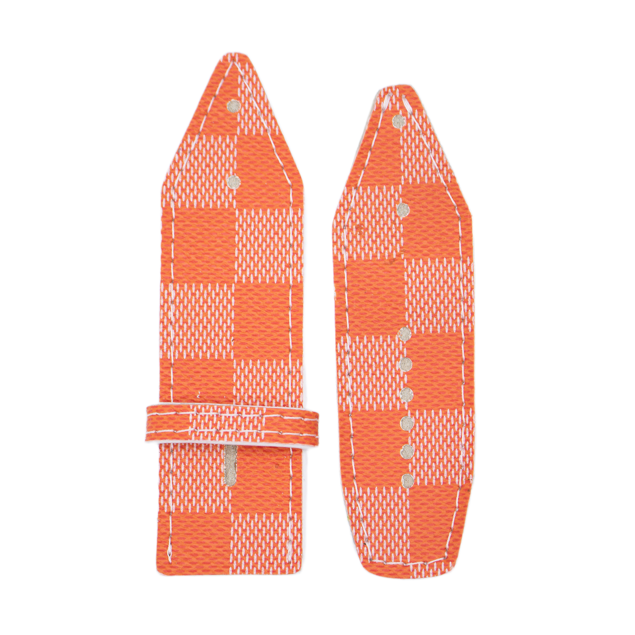 ReSpark*l - Upcycled LV Orange Damier Couleurs with White Sivella Watchband (Size 1, All Watch Types)