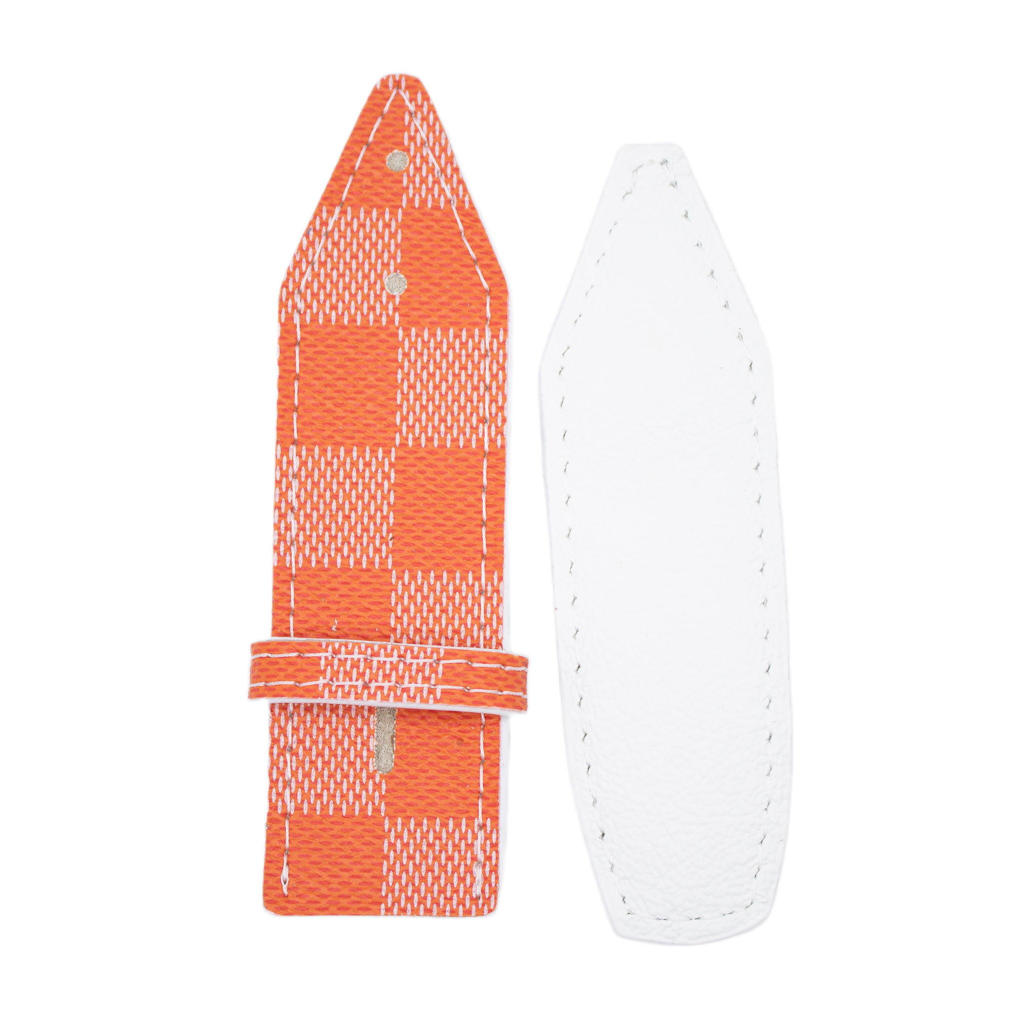 ReSpark*l - Upcycled LV Orange Damier Couleurs with White Sivella Watchband (Size 1, All Watch Types)