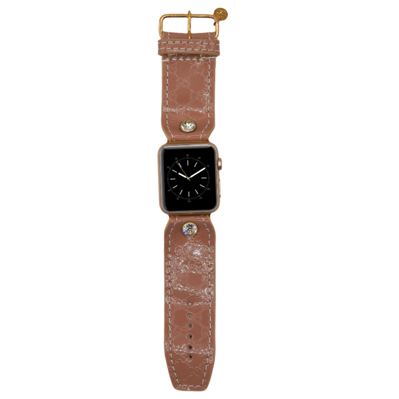 ReSpark*l - Limited Edition - Upcycled Taupe Patent Micro GG with Tan Sivella Watchband (Size 1, Apple Watch 38-41mm)