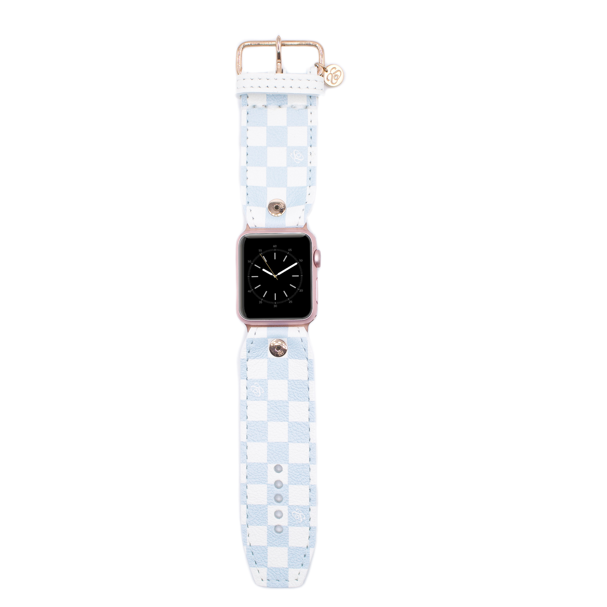 ReSpark*l - Sky Blue Mini Checks Sivella Watchband with White (Size 1, Apple Watch 42-49 mm)