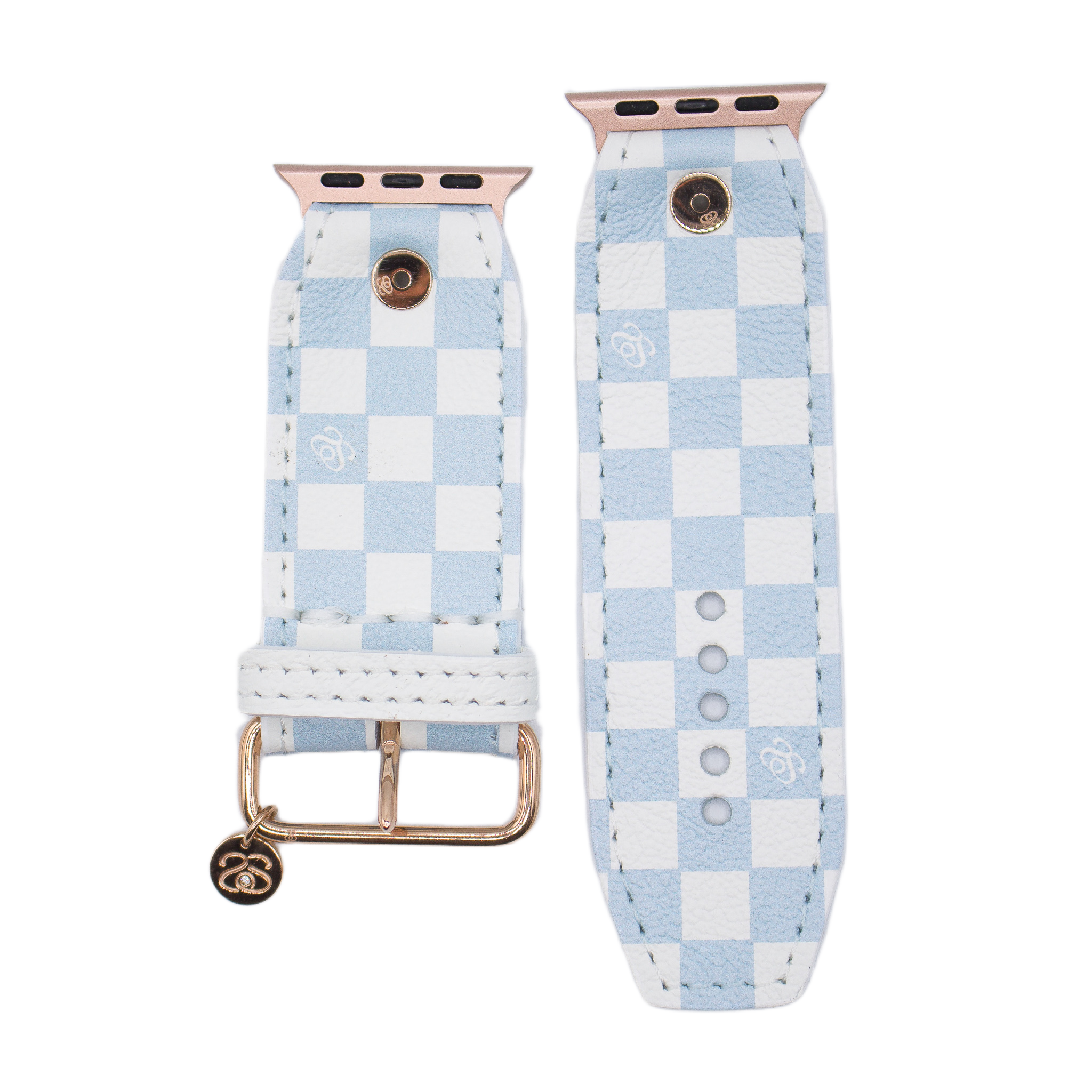 ReSpark*l - Sky Blue Mini Checks Sivella Watchband with White (Size 1, Apple Watch 42-49 mm)