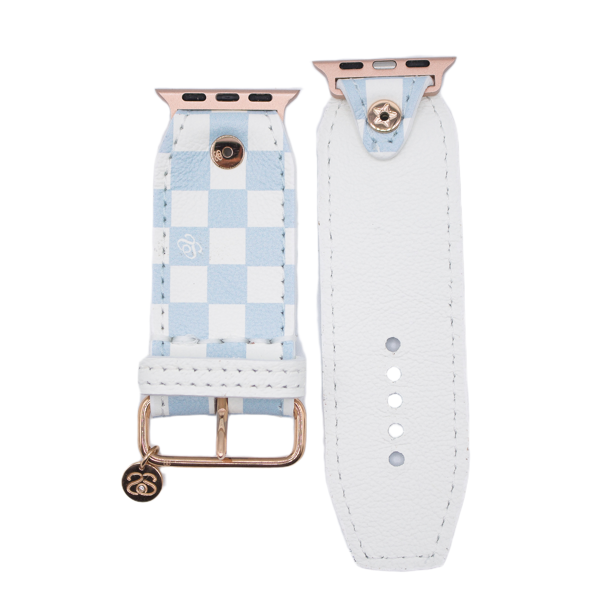 ReSpark*l - Sky Blue Mini Checks Sivella Watchband with White (Size 1, Apple Watch 42-49 mm)