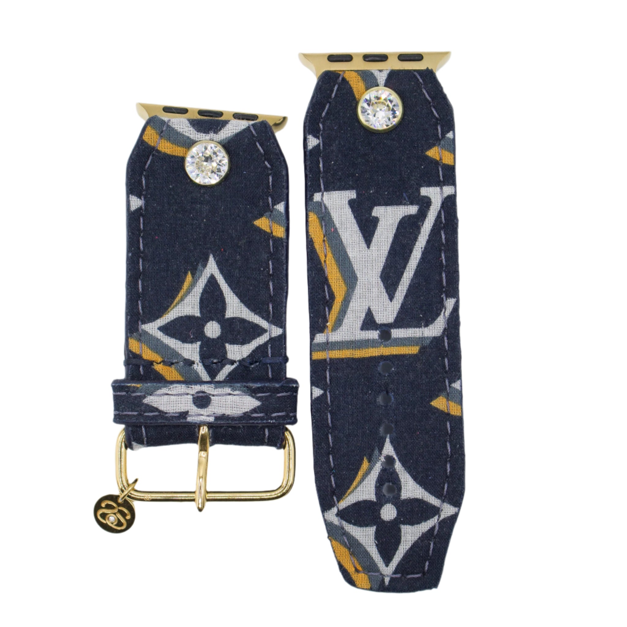 Re-Spark*l - Limited Edition - Upcycled LV High Tide with Navy Sivella Watchband (Size 2, Apple Watch 38-41mm)