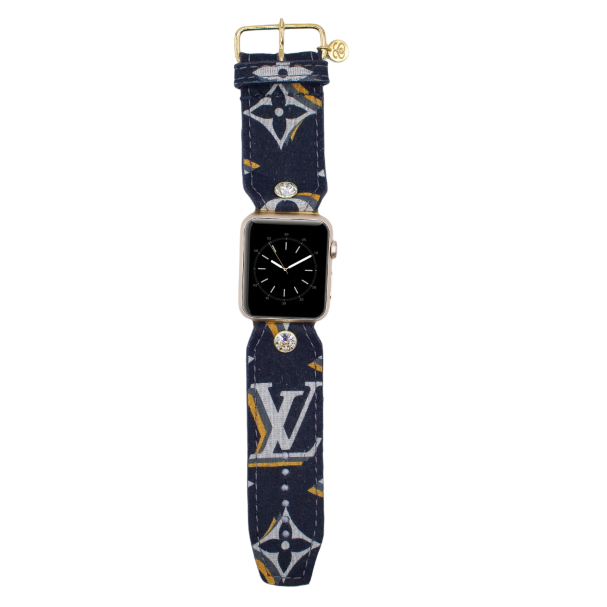 Re-Spark*l - Limited Edition - Upcycled LV High Tide with Navy Sivella Watchband (Size 2, Apple Watch 38-41mm)
