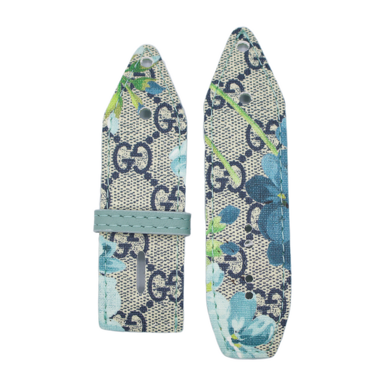 ReSpark*l - Upcycled Blue GG Blooms Sivella Watchband with Jade Blue (Size 2, Apple Watch 38-41mm)
