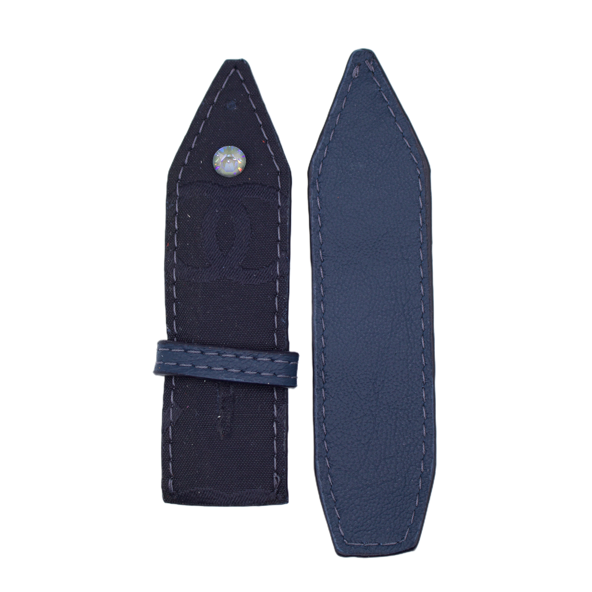 Re-Spark*l - Upcycled Navy Chanel Denim with navy sleek Sivella Watchband (Size 2, Apple watch 38-41mm)