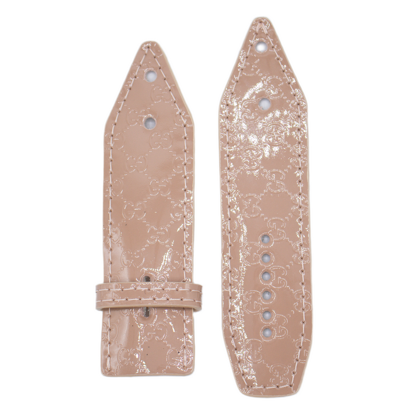 Re-Spark'l- Upcycled Taupe Patent Micro GG with rose gold leopard sleek Sivella Watchband (Size 2, Apple watch 38-41mm)