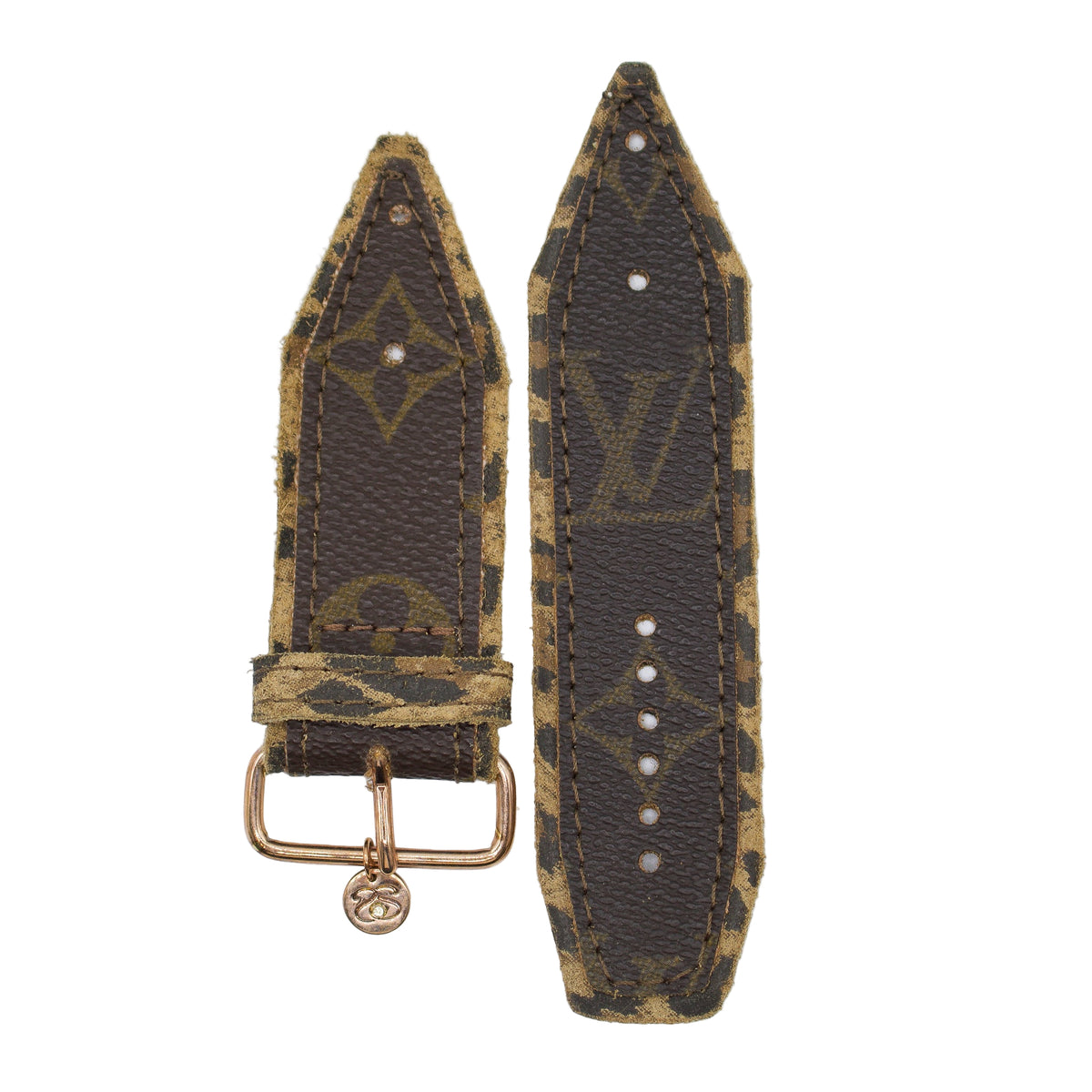 Upcycled LV Monogram Layered Sivella Watchband with Leopard (Size 2, A ...