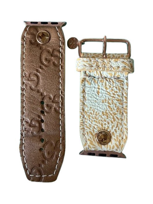 ReSpark*l - Upcycled Brown Sugar Guccissima with Semolina Jekyll Watchband (Size 2, Apple Watch 38-41mm)
