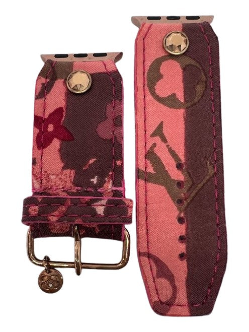 Re-Spark*l - Upcycled LV Rosé with Hot Pink sleek Sivella Watchband (Size 2, Apple watch 38-41mm)