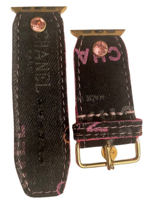 ReSpark*l - Upcycled Chanel Color Pop Denim Sleek Sivella watchband (Size 2, Apple Watch 42-49mm)