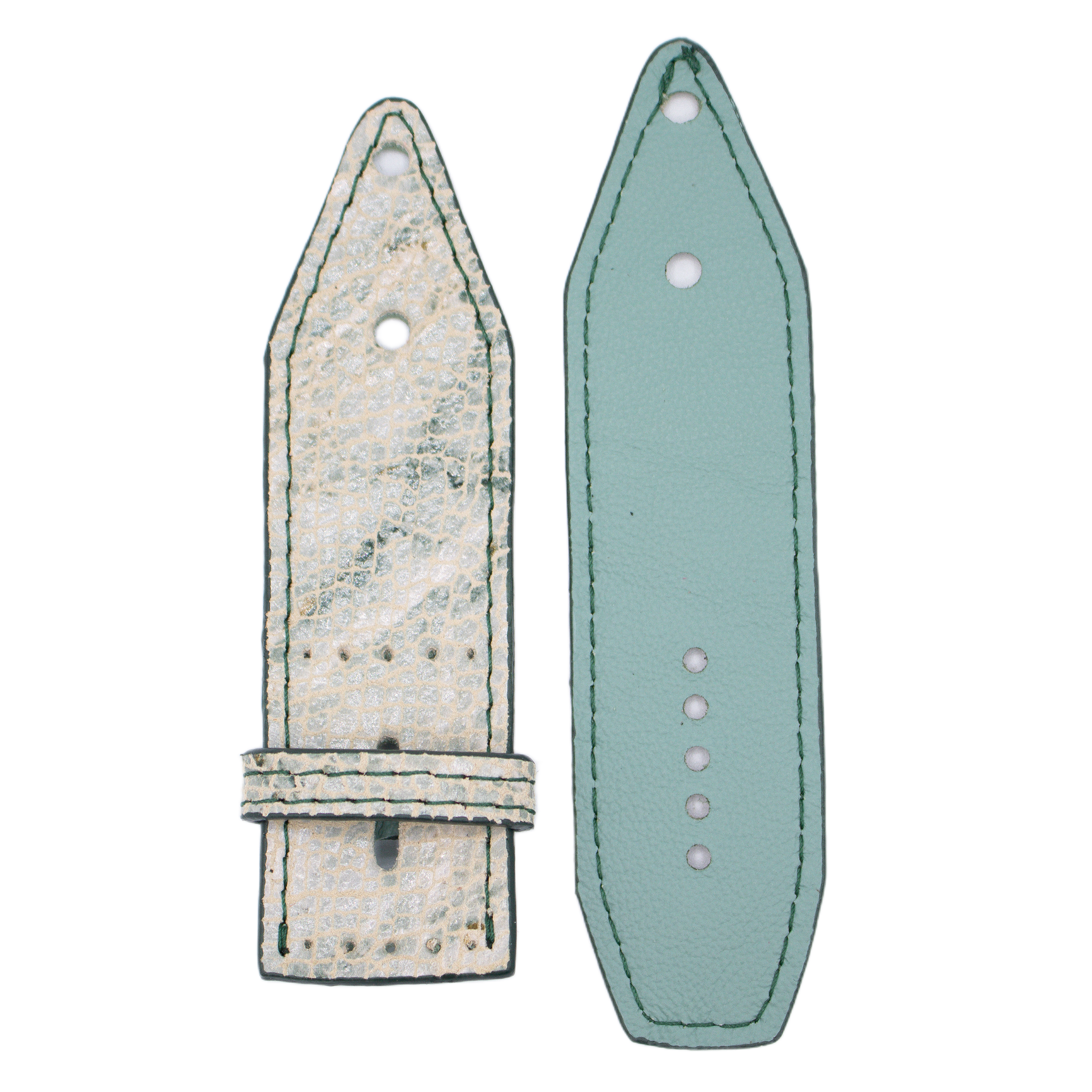 ReSpark*l - Light Aqua Snakeskin Sivella Watchband with Teal (Size 2, Apple Watch 42-49 mm)