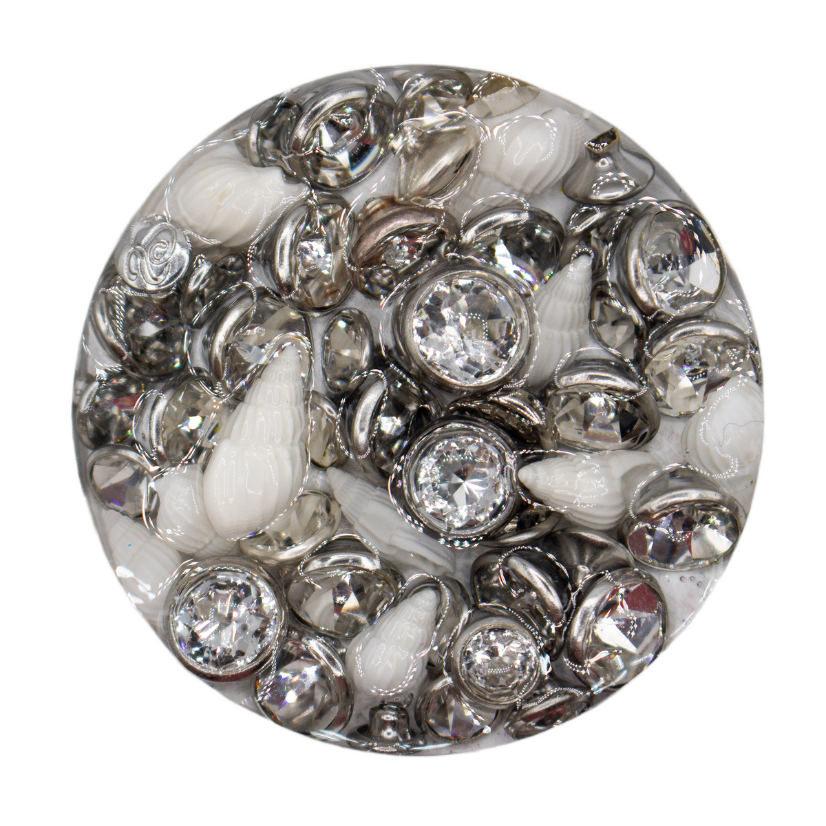 LOT #201 - Spark*l XL Pop-Socket - Clear Silver with Shells